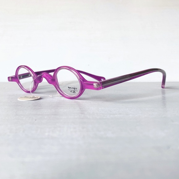 Itty Bitty +1.00 Reading Glasses Round Little Small Cheaters Magenta Pinkish - Picture 4 of 16